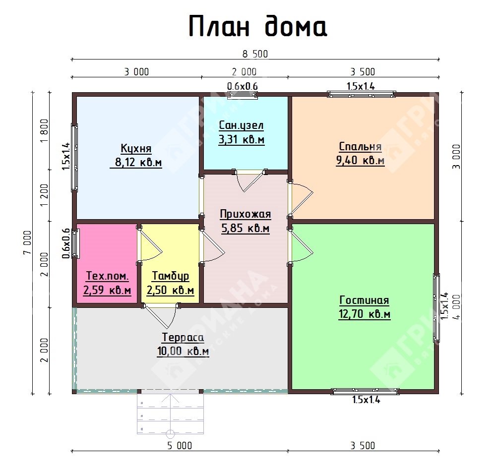 Дом из бруса Дзержинск план 1 этаж